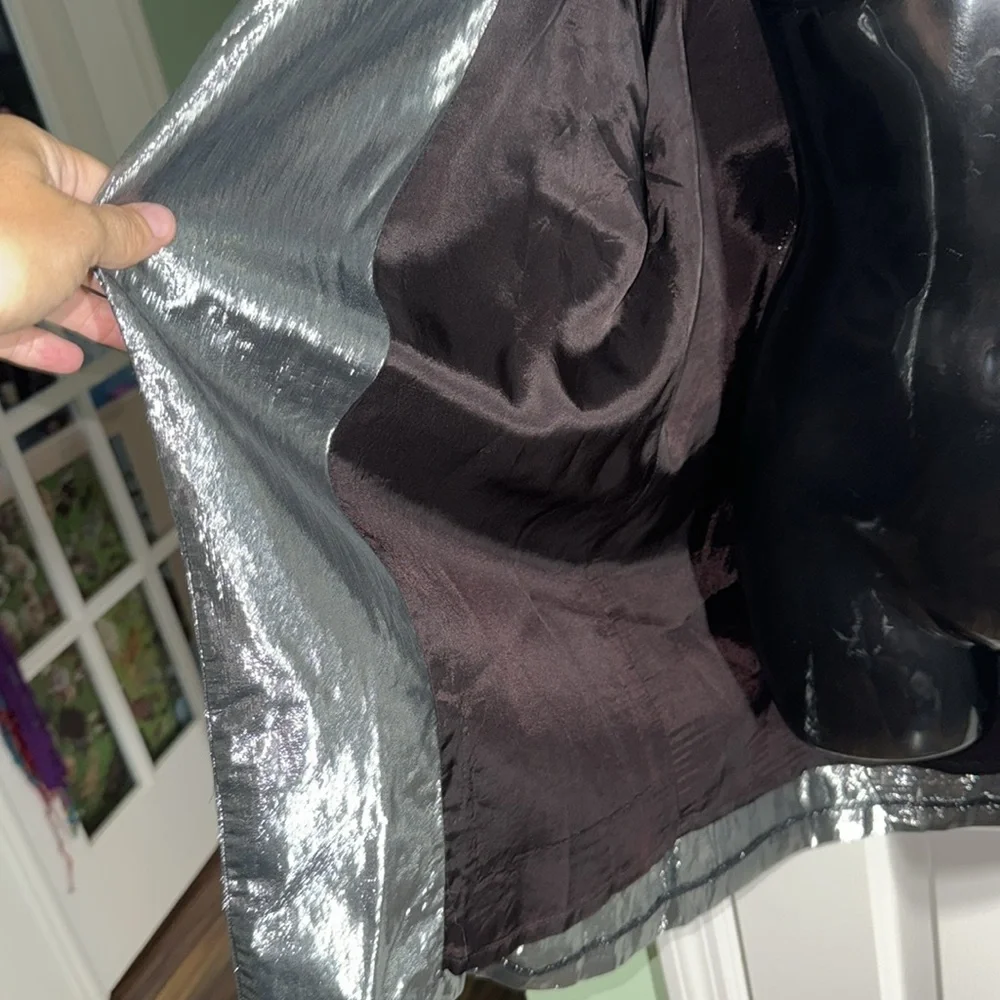 Vintage Silver 70/80s Disco Shiny Open Front Blazer Jacket Estimated Size Med/Lg - Picture 9 of 15